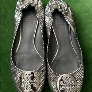 Tory Burch Metallic Snakeskin Loafers